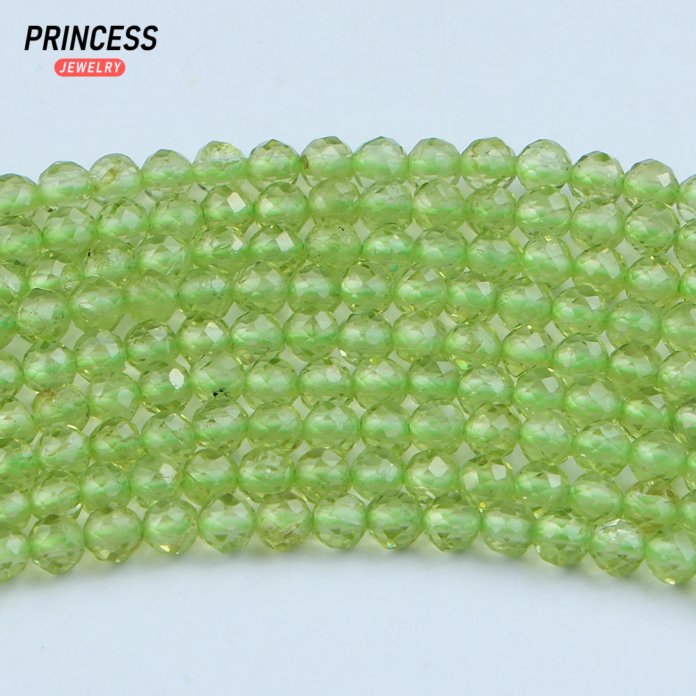 A++ Peridoto verde Natural 2-3mm cuentas facetadas cuentas de energía para hacer joyería pulsera collar accesorios DIY