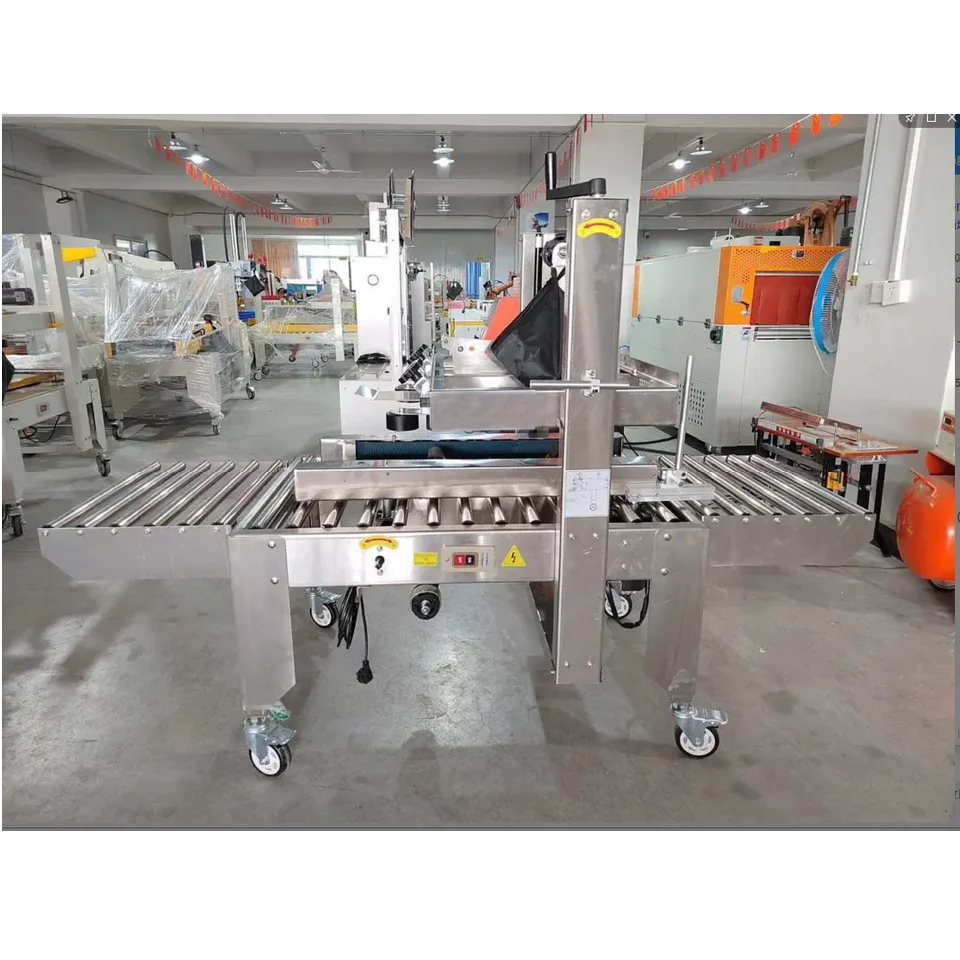 

SUS304 Stainless Steel Semi-Automatic Carton/Box/Case Sealer Machine, Top and Bottom Tape Sealing Machine for Food Industry