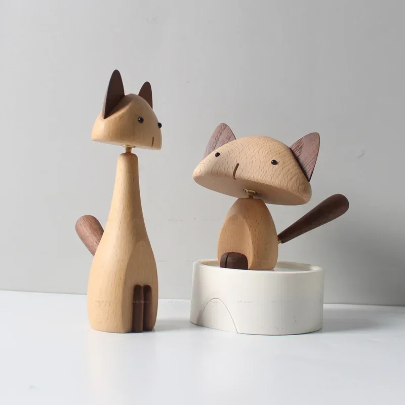 Wooden animal cat creative gift home decoration wooden European style ornaments wooden product model room ornaments