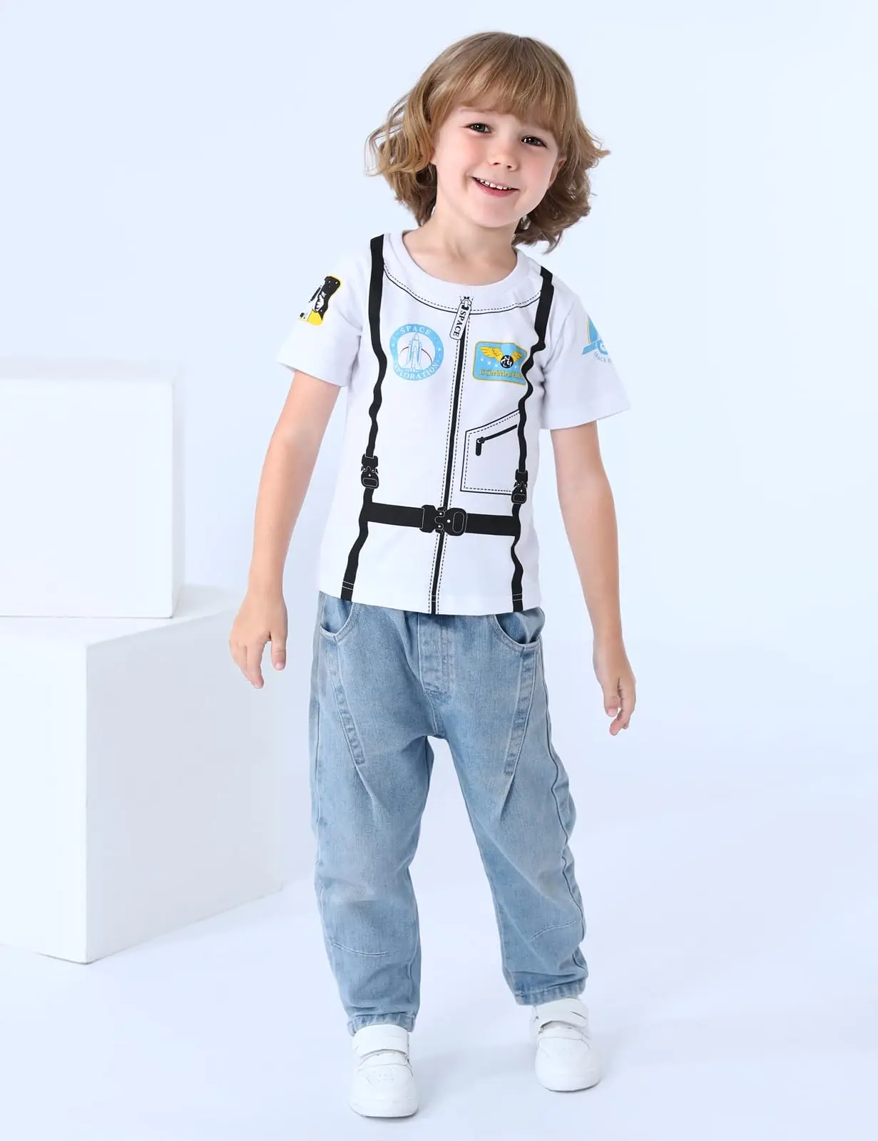 Disfraz Kids Shirt Costume Boys Astronaut Firefighter Costumes Toddler Pilot Police Cosplay Clothes Carnival Halloween T-shirt