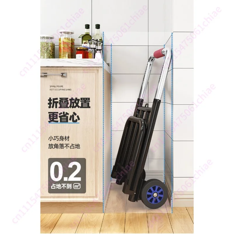 Hand-pulled Cart Folding and Handling Household Artifact Trailer Shopping and Pulling Trolley