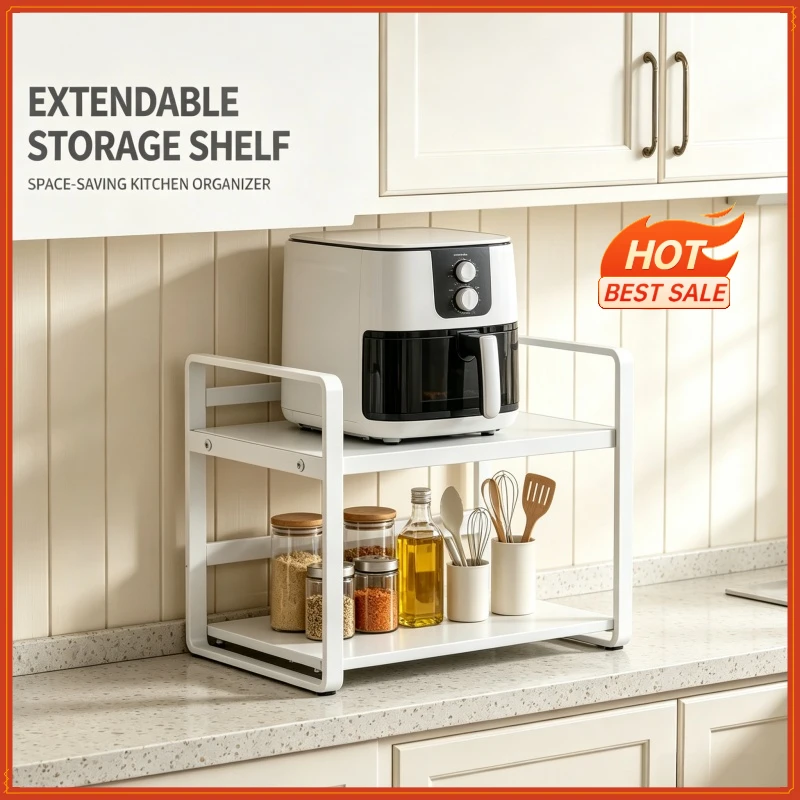 Expandable Kitchen Cabinet Organizer Multi Level Layered Storage Rack for Seasonings Dishes Spices Plates Space Saving Home