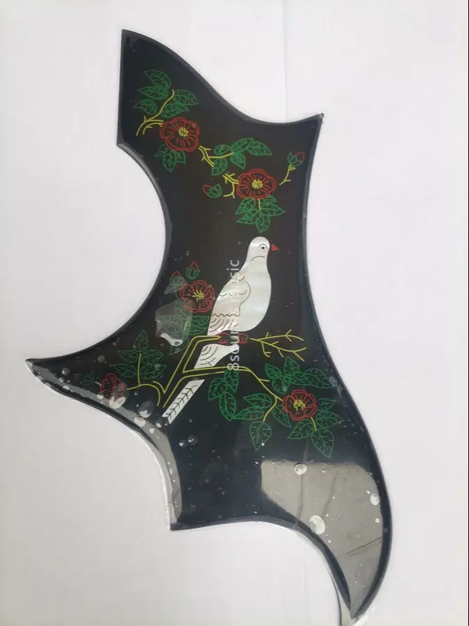 

free shipping top quality 2mm thickness original guitar pickguards self sticker pearl bird do veguitar pickguard