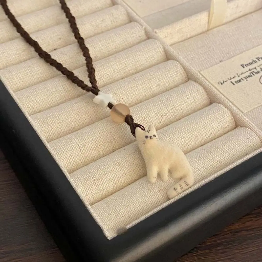 Retro Cat Necklace Minority Design Charms Beaded Necklace Jewelry Accessories Small Ornament Clavicle Chain Girl image 4