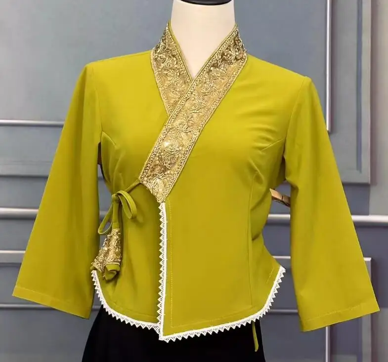 

Thai Women Shirt Summer Tops Embroidery Thin