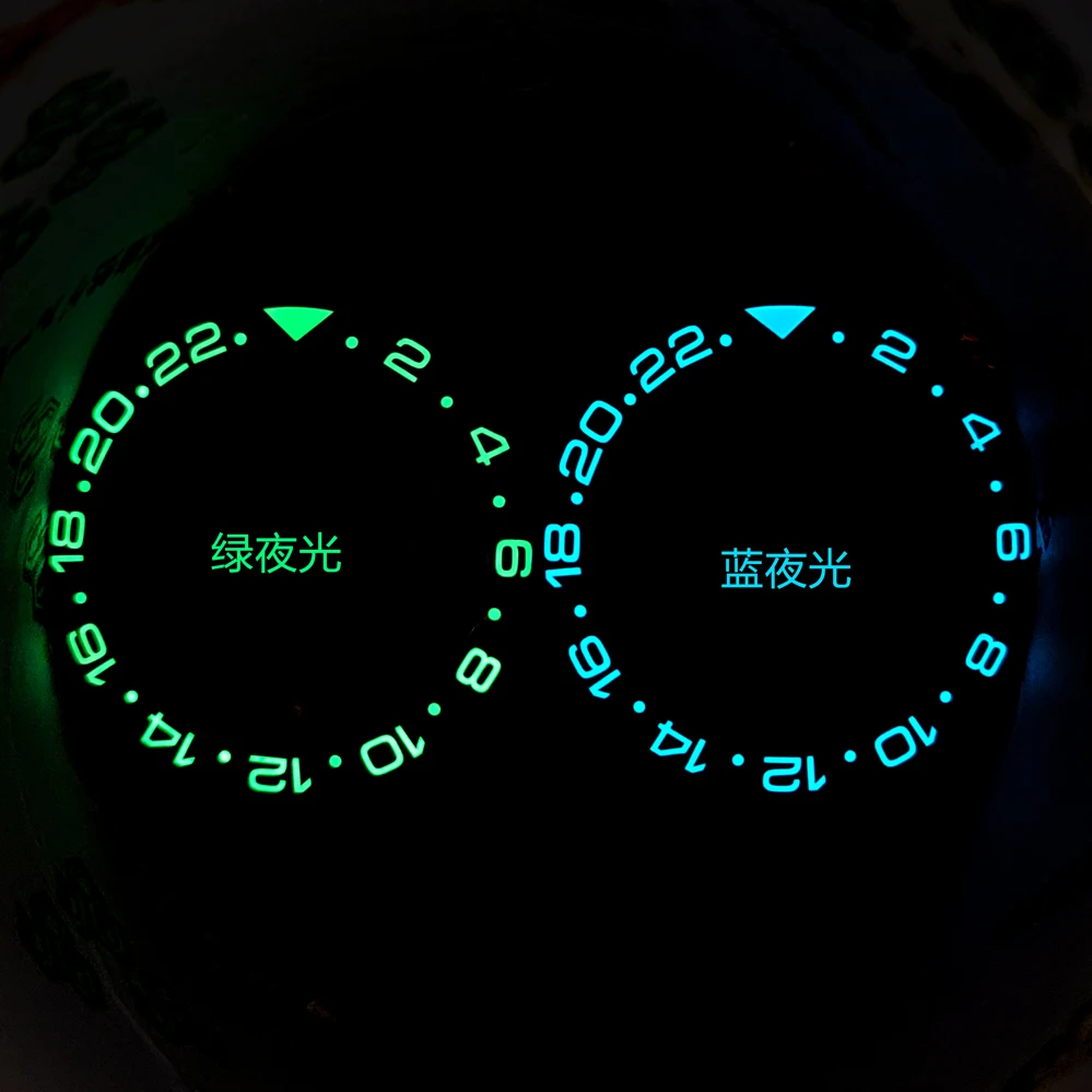 Modified New Watch Accessories Outer Diameter 38MM Blue Green Luminous GMT Oblique Green Black Aluminum Bezel Insert