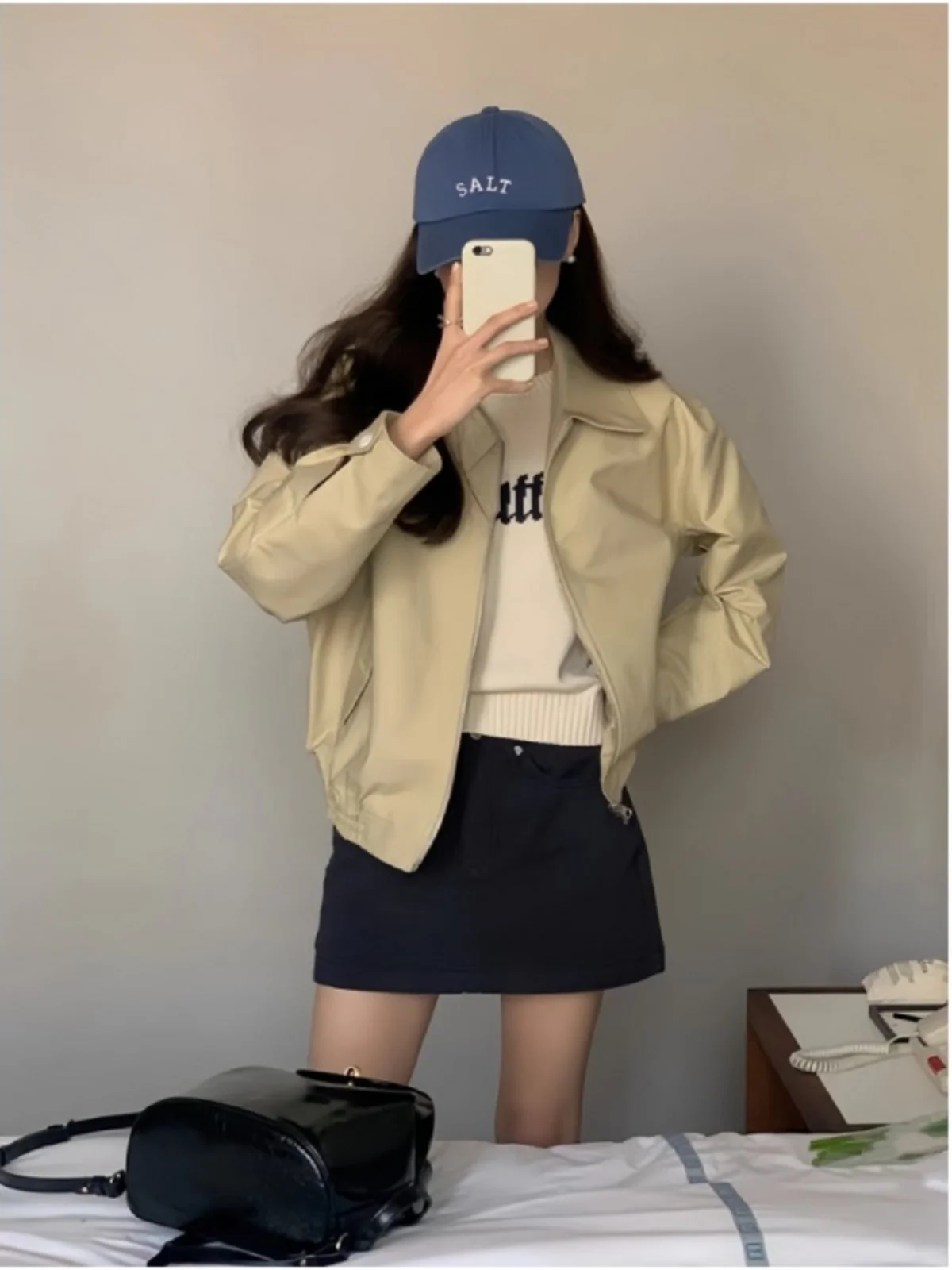 

Khaki ort Workwear Jaet Women's Winter Hong Kong Sle Zipper Loose Baseball Coat Commute Sle Regular Thin