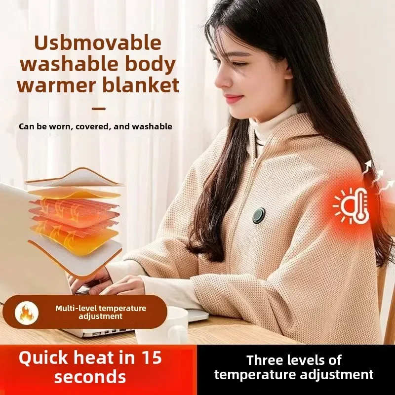 USB Heated Shawl Heated Blanket Electric Lap Blanket Throw Flannel Pad Warm Knee Foot Shawl for Winter Home Office Car