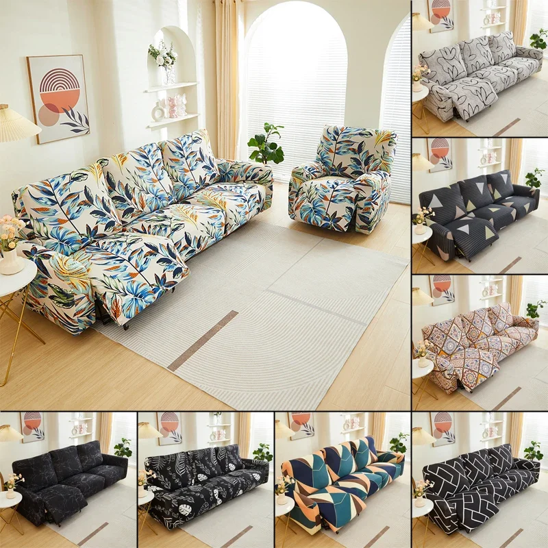 

3Seater Printed Recliner Sofa Cover Stretch Non-slip Couch Slipcover Anti-dirty Couch Cover Furniture Protector for Home Banquet