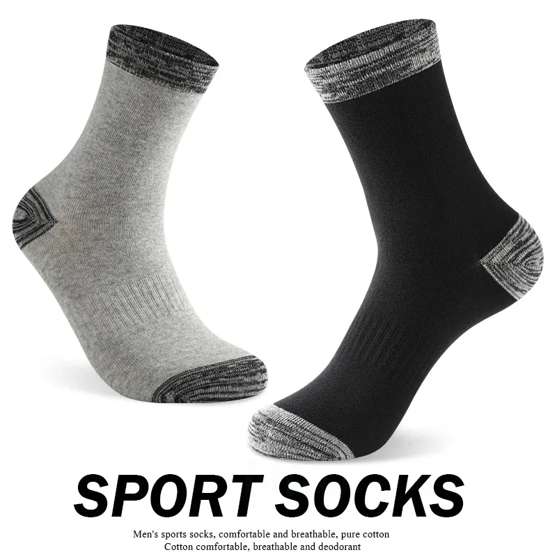 6 Pair Winter Men Socks Cotton Black Leisure Business Long Socks Walking Running Hiking Thermal Socks For Male Plus Size 38-48