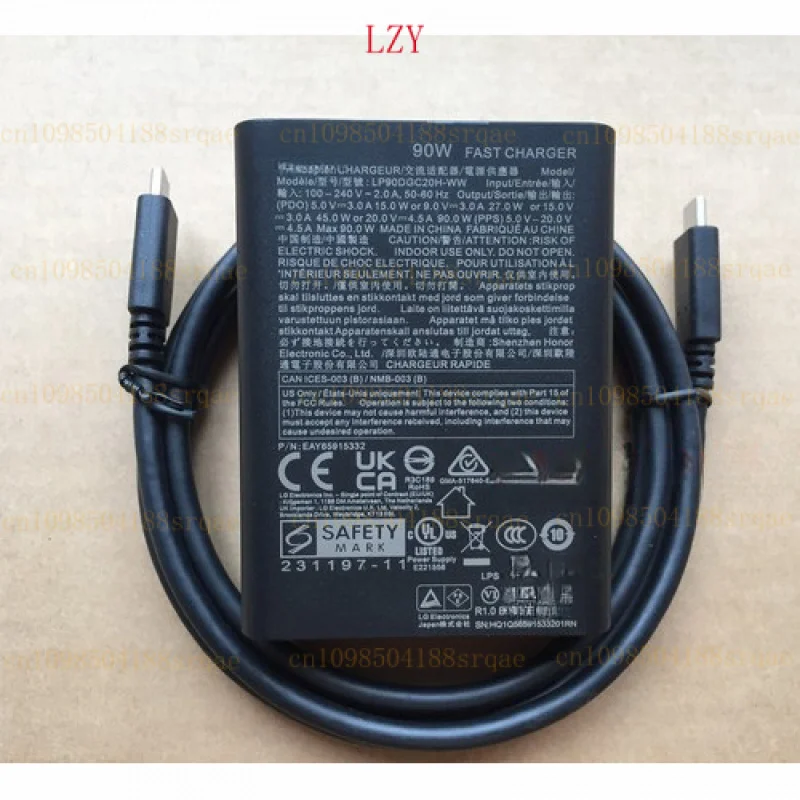 

used Original for LG gram Pro LP90DGC20H-WW 90W Adapter USB-C Cable