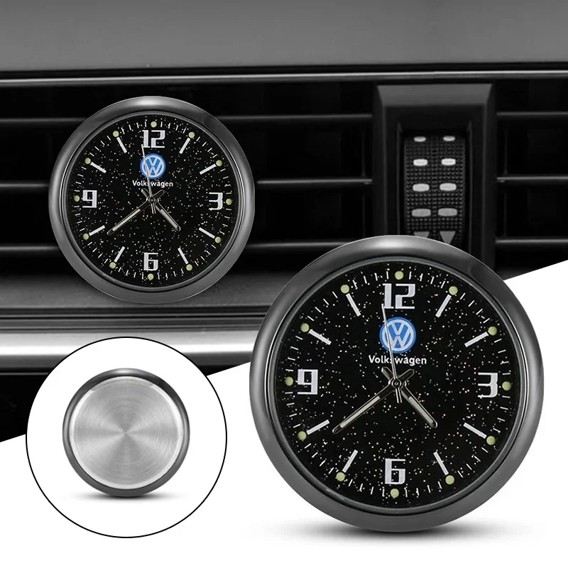 1pcs Car Center Console Air Conditioner Quartz Luminous Clock Stick-On Digital Watch For VW Volkswagen Golf Polo Passat Touran