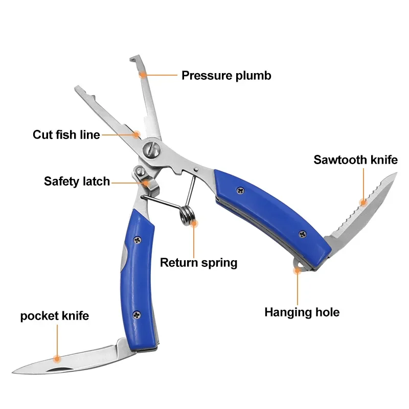 Curved Mouth Clip Fish Nose Pliers Luya Scissors Multifunctional Sharp Mouth Sub Gear Set Hook Fishing Pliers Stainless Steel