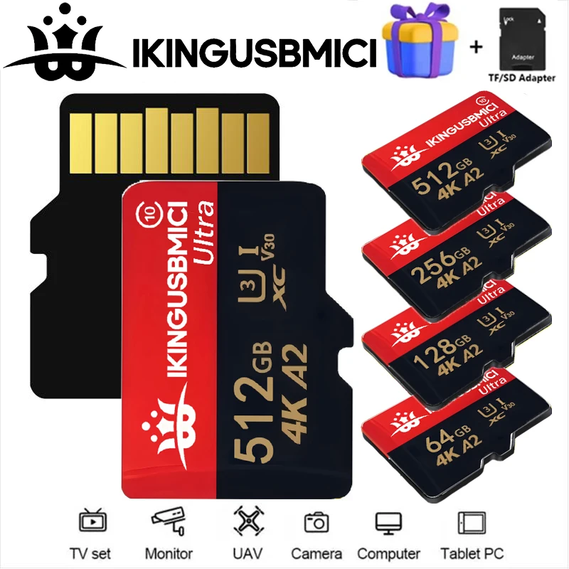 Carte mémoire 32 Go 256 Go 128 Go 64 Go Plus, cartes SD, cartes TF, carte Micro TF SD A2 C10 pour téléphone/smartphone/GPS/enceinte/routeur/jouet