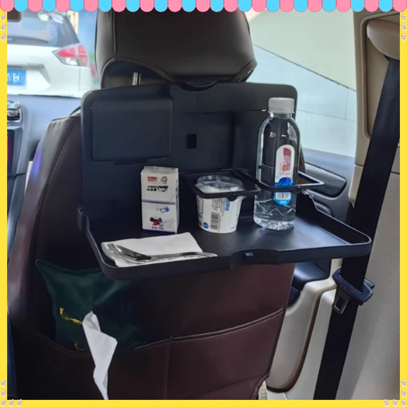 Car Back Seat Food Tray - Foldable Large Capacity Dining Table with Cup Holders Thickened Stable Auto Interior Accessory