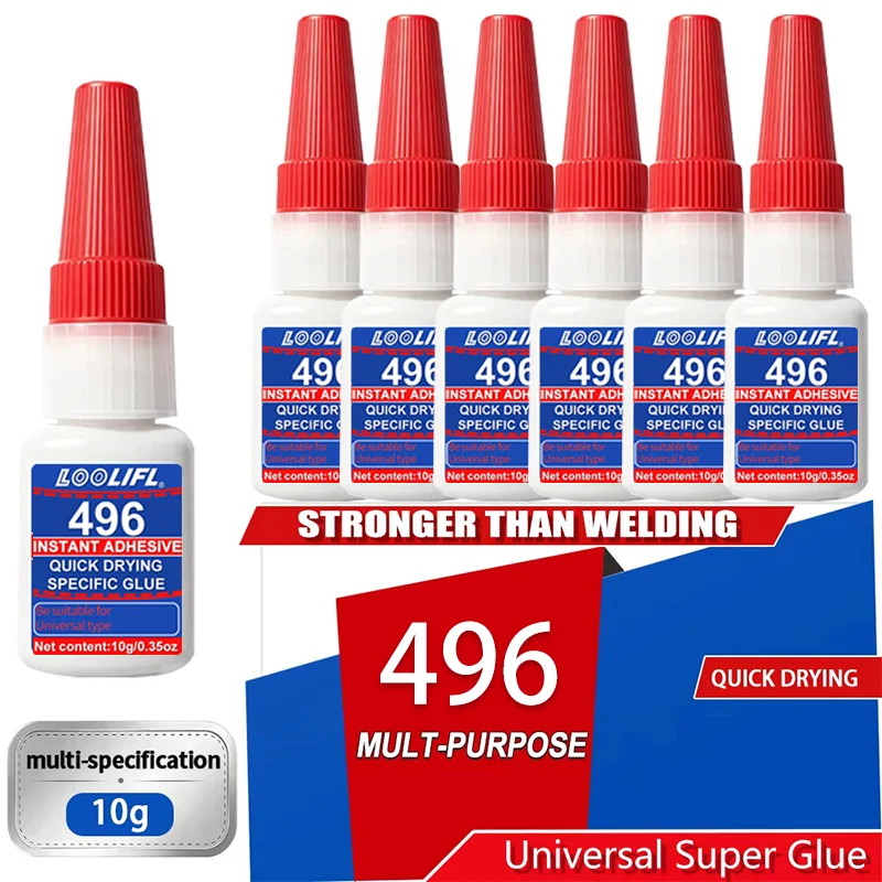 Loolifl496 Instant Glue 70g Universal Super Glue Fast-Drying Cyanoacrylate Adhesive Strong Bond Multi-Purpose Metal Repair Glue for Plastic, Rubber, Ceramic, Wood DIY Crafts, Industrial Use, Home Maintenance 1-7 Pieces Optional