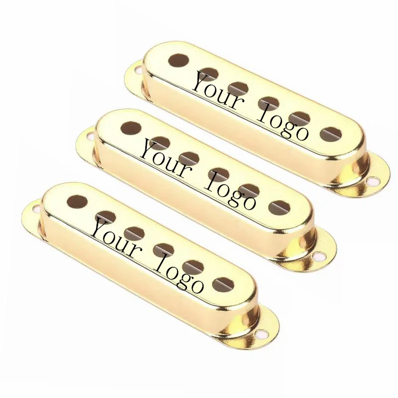 Logo Customized Single Coil Pickup Brass Metal Cover 48/50/52 For Stratocaster Electric Guitar  3 Pcs/Set Gold