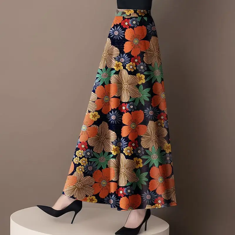 

Retro Style Skirt Versatile Over-knee Skirt to Make You Look Slim Mid-length A-line Women's Big Hem Skirt