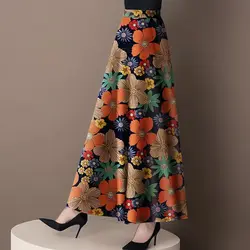 Retro Style Skirt Versatile Over-knee Skirt to Make You Look Slim Mid-length A-line Women's Big Hem Skirt