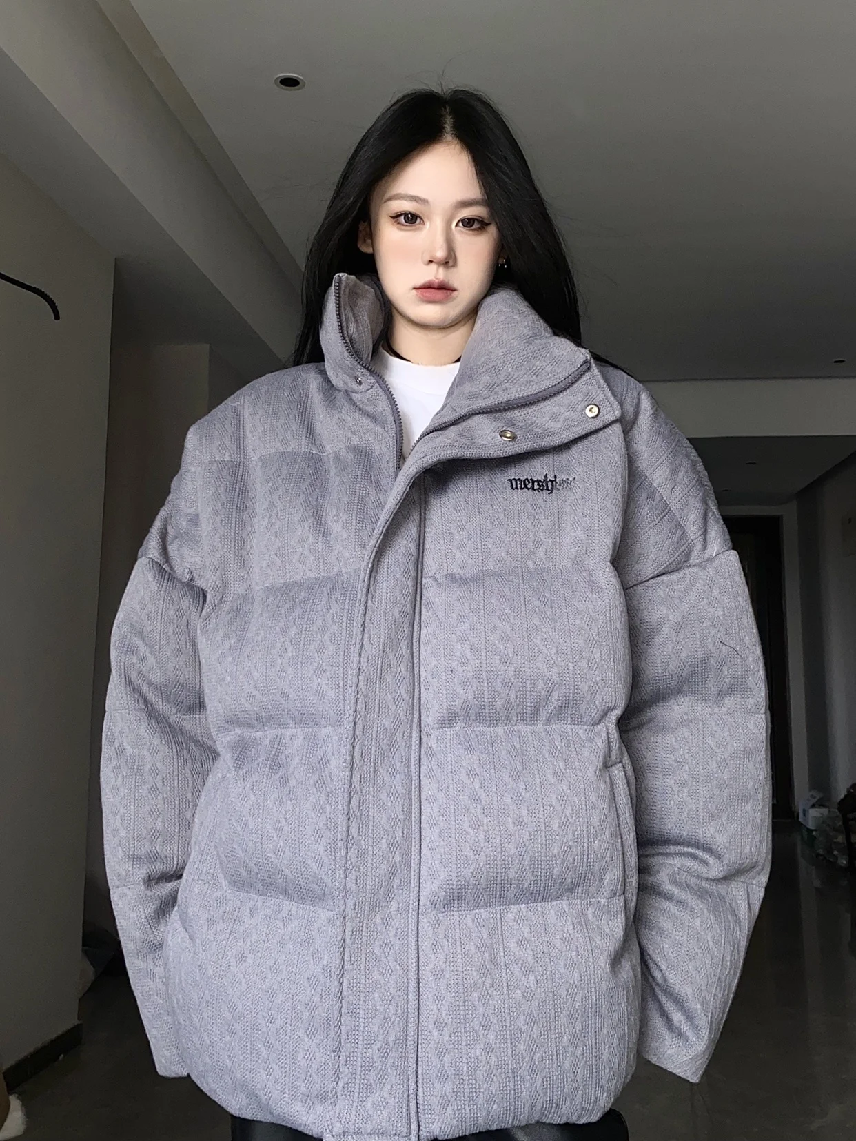 

BabyStudios Thiened Stand Collar Cotton Jaet Women's Warmth Design Sense Outerwear Winter Commute Pure Color Zipper