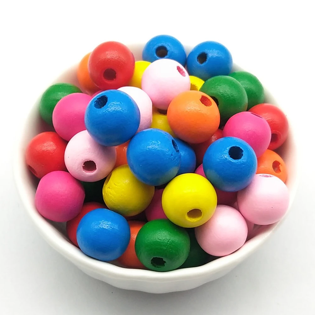 

200 Pcs Round Beads Jewelry Making Kits Natural Wood Loose Beads DIY Craft Creative Accessories Necklace Bracelet