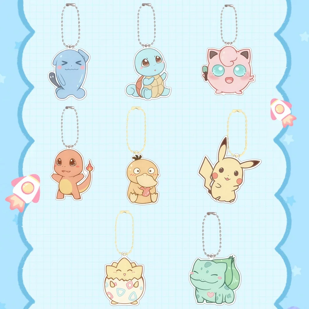 

Acrylic KeyChain for Pokemon Squirtle Psyduck Togepi Cartoon Pendant Anime Classics Game Collection Festival Gift Accessories