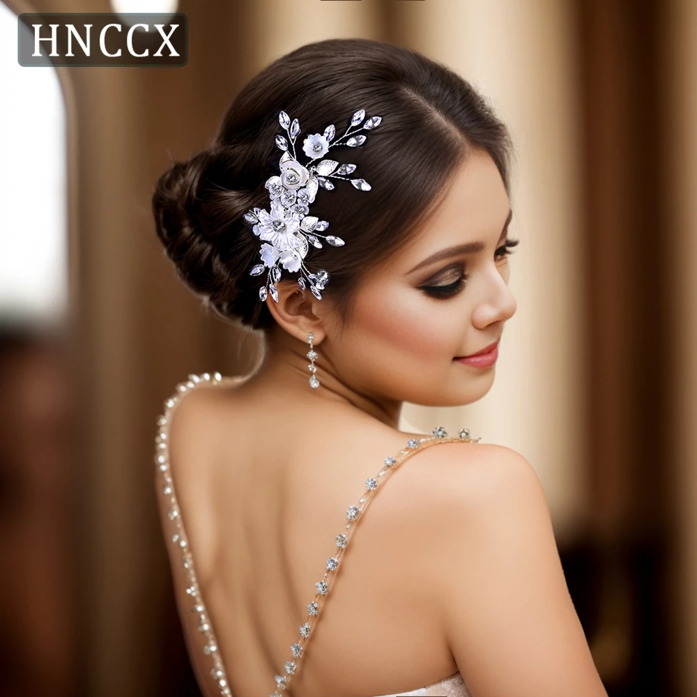 

HNCCX Shiny Rhinestone Bride Tiara Headwear Girl Hair Clip Floral Hair Comb For Women Bridal Wedding Hair Accessories CP515