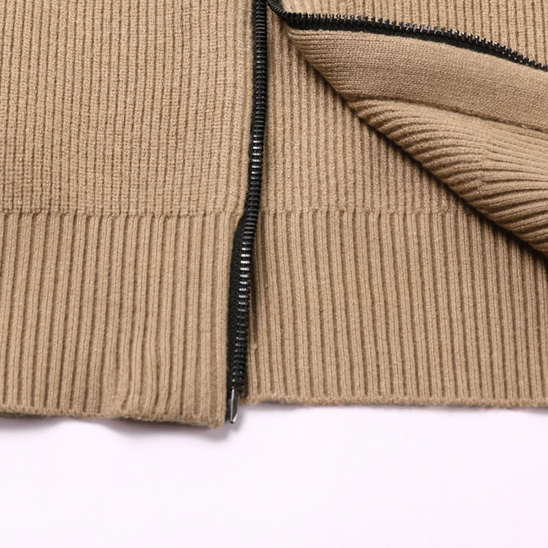 Zipper Product Quality Guaranteed Warm Autumn and Winter Cardigan Men's Daily Commute Sweater High Neck.Striped Knit Sweater