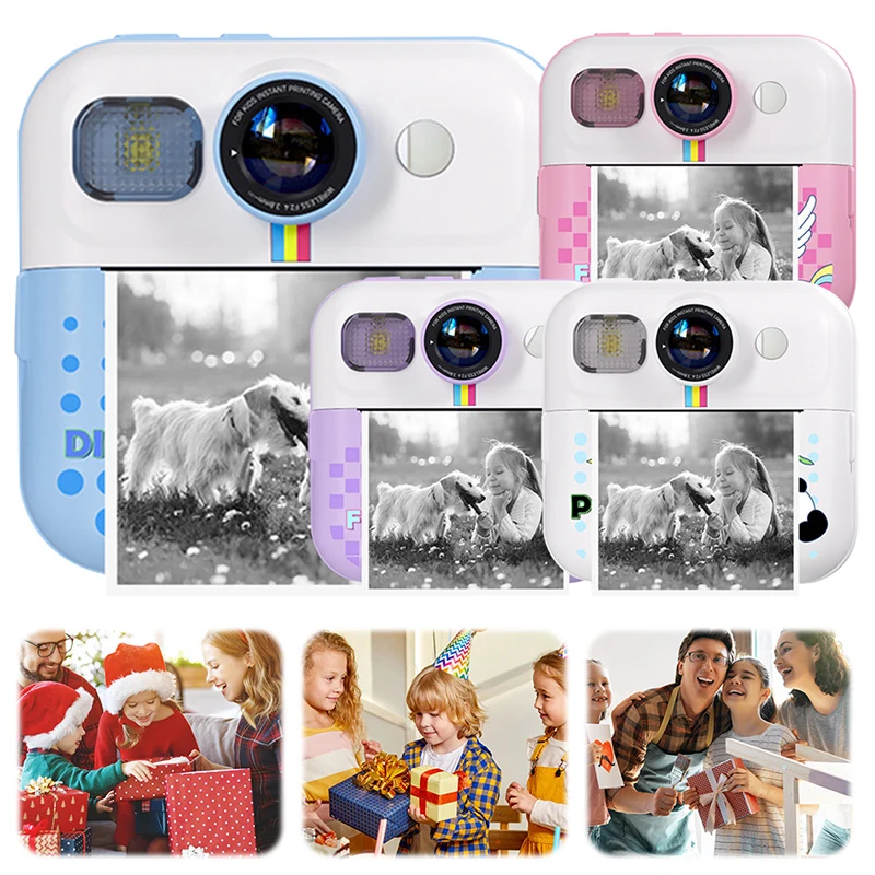 Children Cute Mini Instant Print Camera 2.4 HD Large Screen 1080P Video Digital Photo Camera Toy Photo Printing Camera Toy Gifts