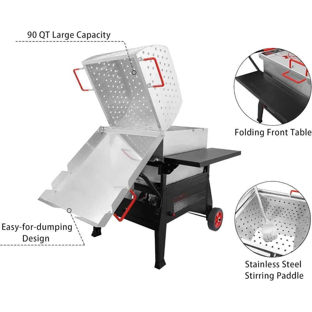 Crawfish boiler, outdoor single-bag propane gas stove with folding cylinder mount bracket and stirring paddle for seafood