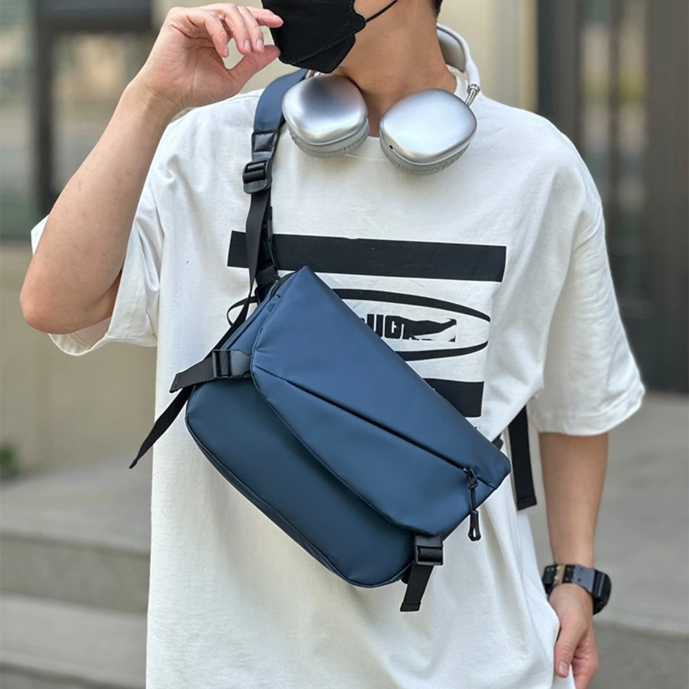

Retro Large Capacity Men's Shoulder Bag Solid Korean Messenger Crossbody Bag Storage Adjustable Chest Bag Men Women