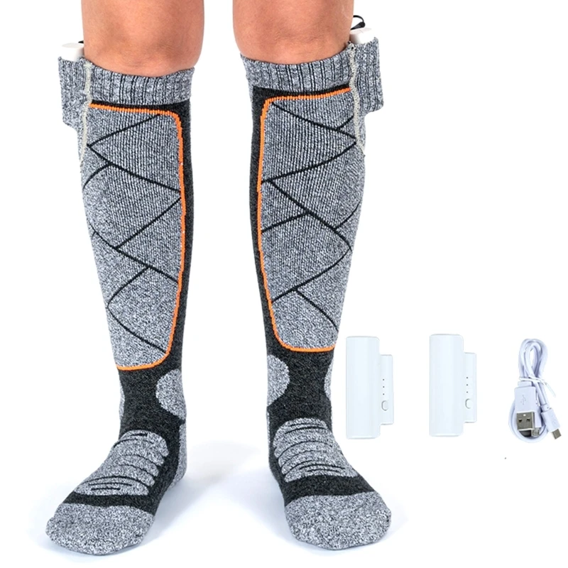 

2200mAh Unisex Electric Heated Socks Thermal Insulated Rechargeable Heating Stockings Battery Powered Winter Foot Warmer M6CD