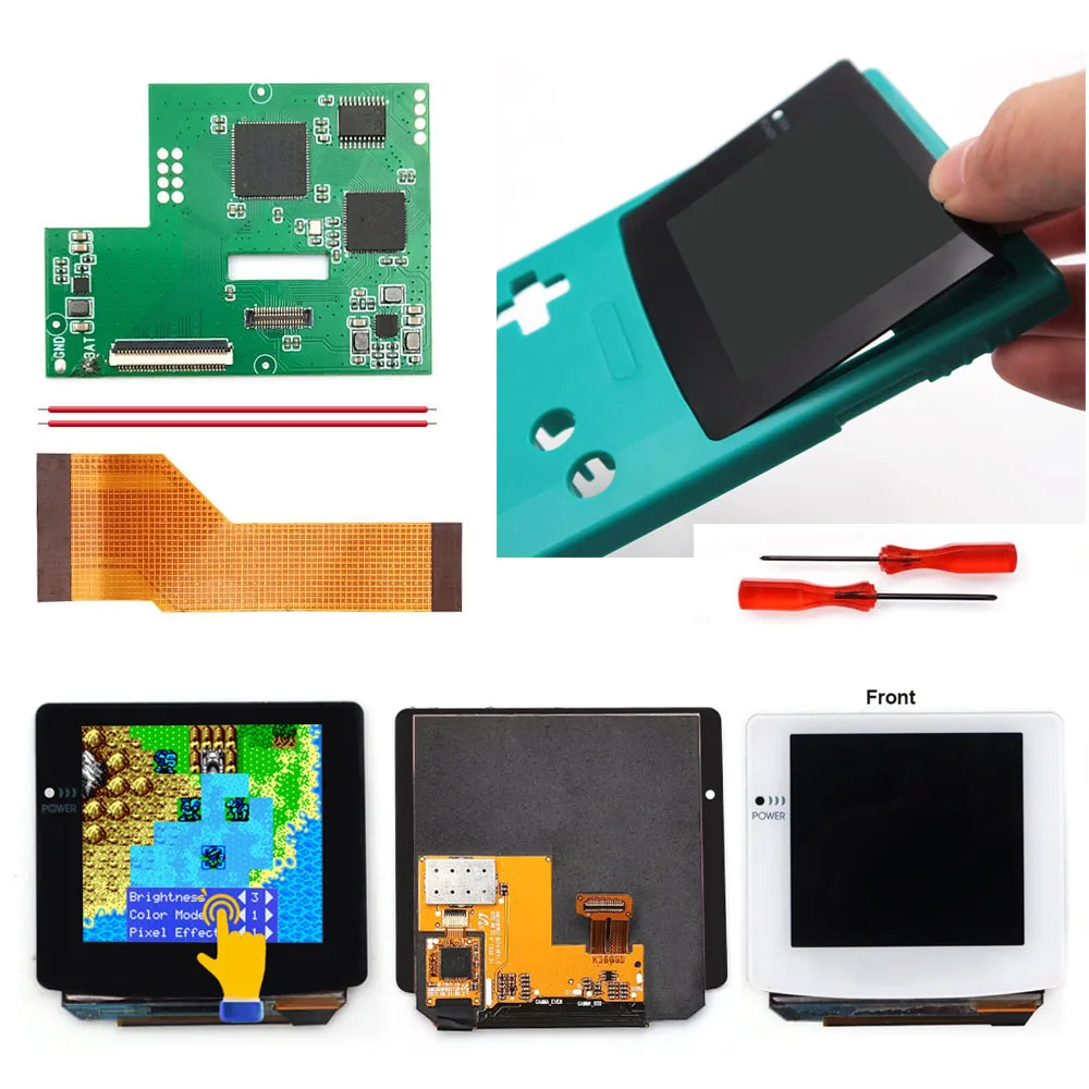 

HISPEEDIDO Для GBC AMOLED OLED-экран с ламинированным покрытием, сенсорная версия, встроенный OSD, RETRO PIXEL, экран с изменением цвета для GameBoy Color