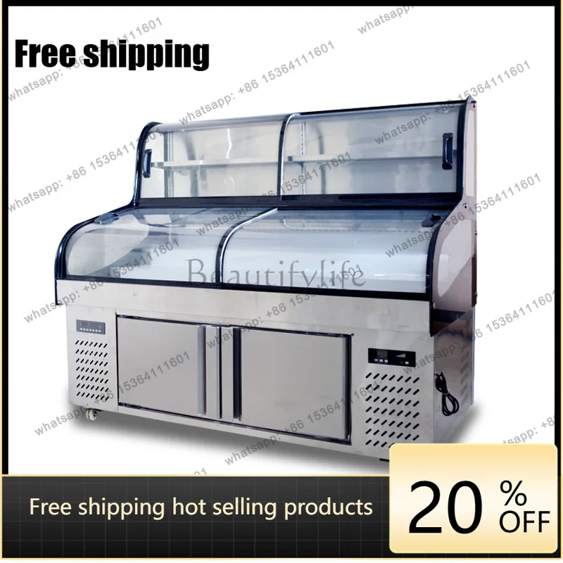 LSthree temperatures and three rooms Malatang vegetable display cabinet, large capacity barbecue skewer child and mother cabinet