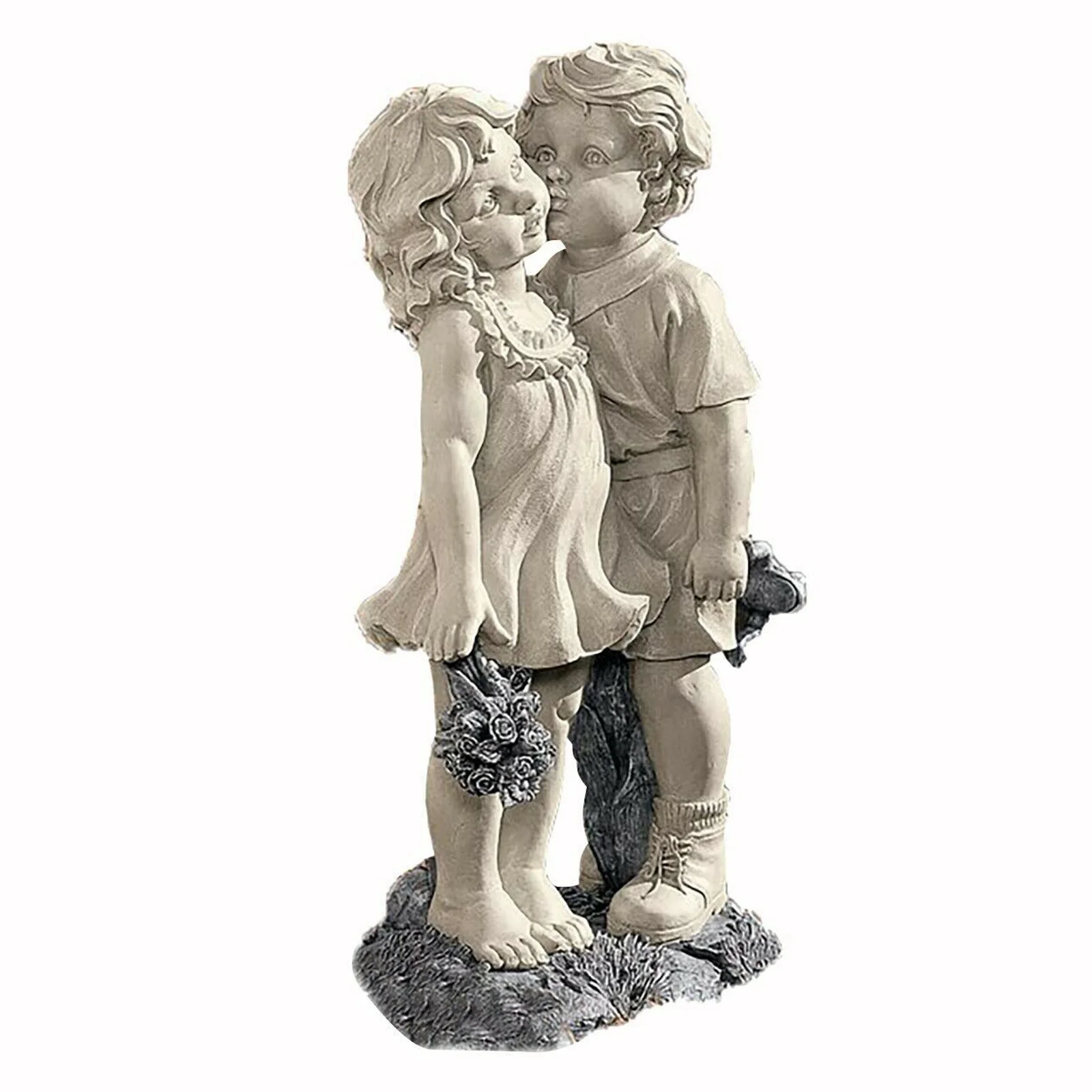 

Garden Ornament Boy & Girl Loving Kissing Statue Decor Outdoor Decor