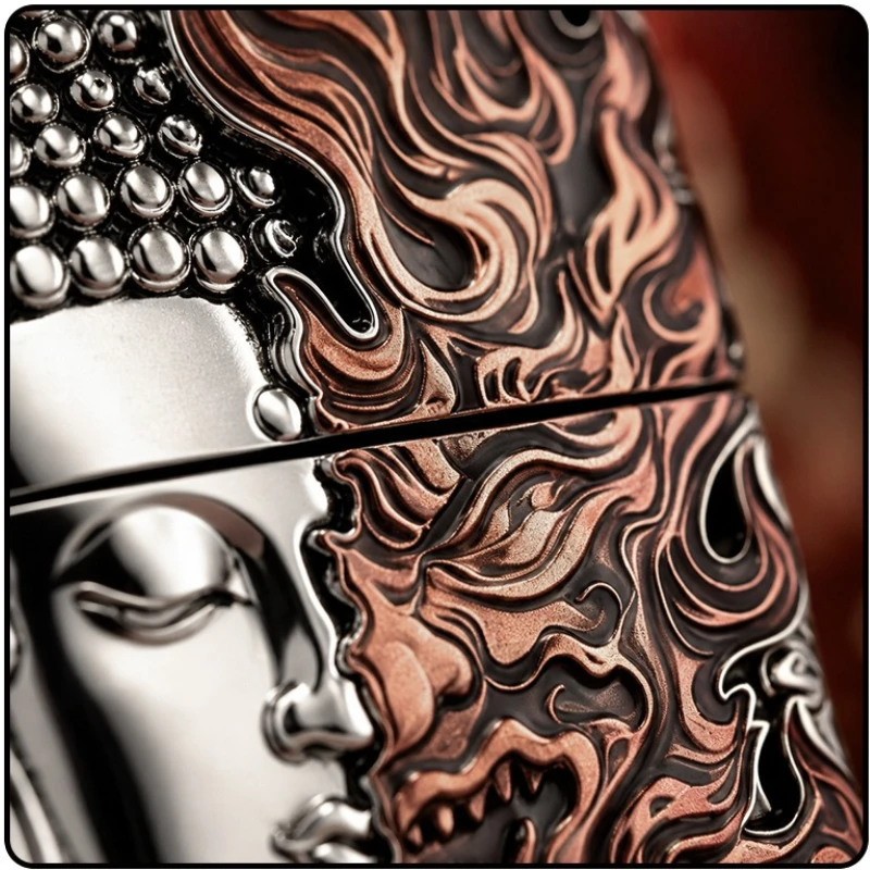 ZORRO Kerosine Lighter, Creative Embossed Buddha-Demon Split Thought Heavy Armor Glow-in-the-Dark Lighter