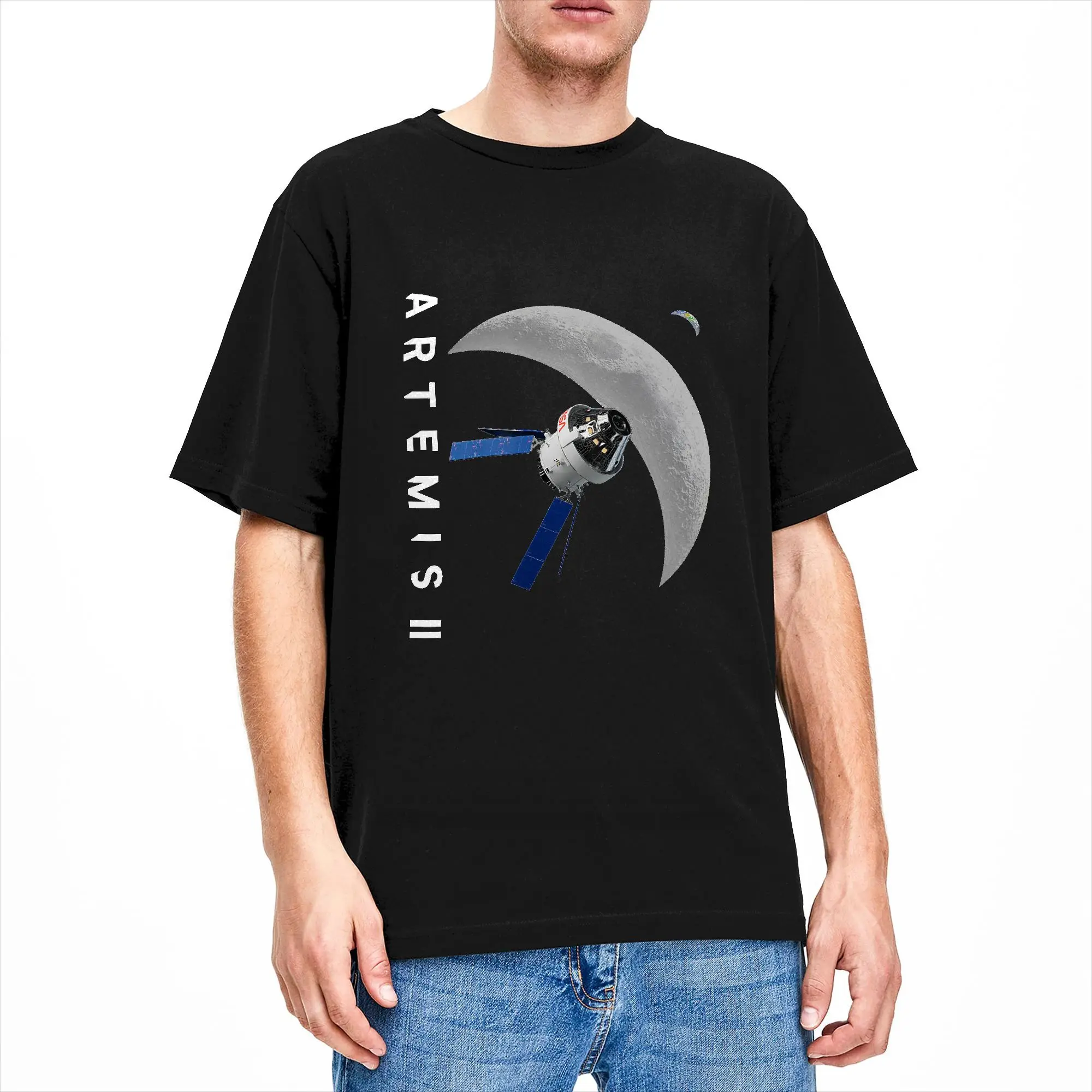 Artemis II Orion Moon Mission Cotton T-Shirts  Novelty Tee Shirt for Man Summer Awesome Casual Short Sleeve Top Tees