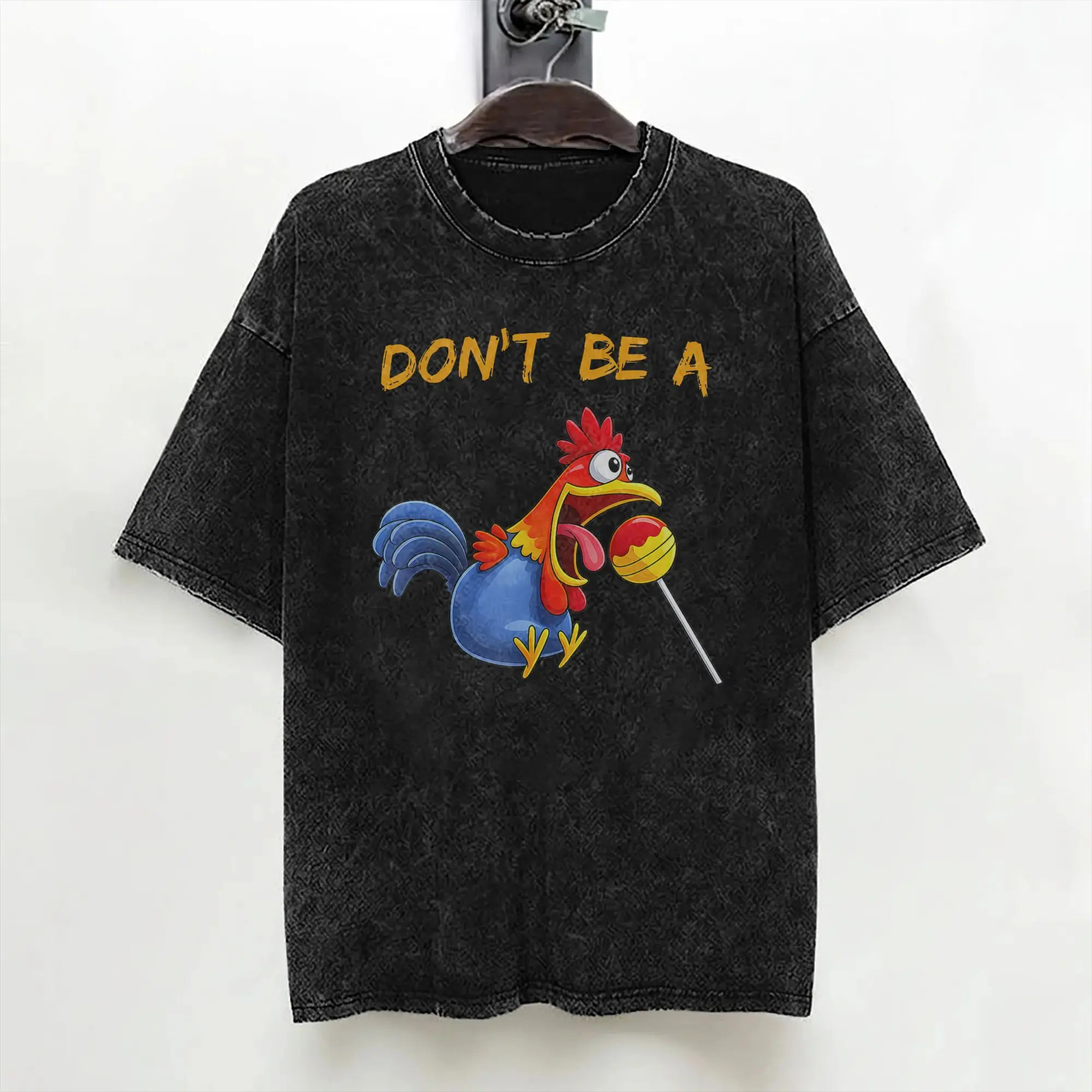Don't Be A Sucker Funny Chicken Meme T Shirts Washed Short Sleeve Harajuku T-Shirts  Vintage Men Women Streetwear Summer Tees