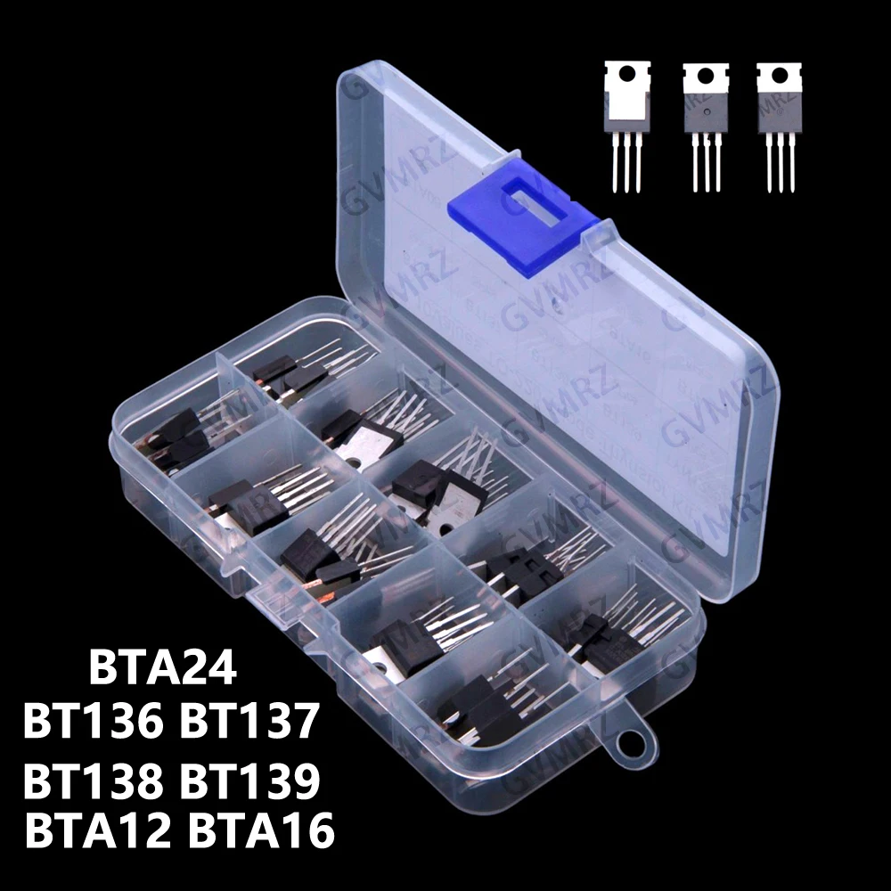10Values BT136 BT137 BT138 BT139 50PCS Silicon Controlled Thyristor  TYN1225 BTA08 BT152 TO-220 BTA12 BTA16 BTA24