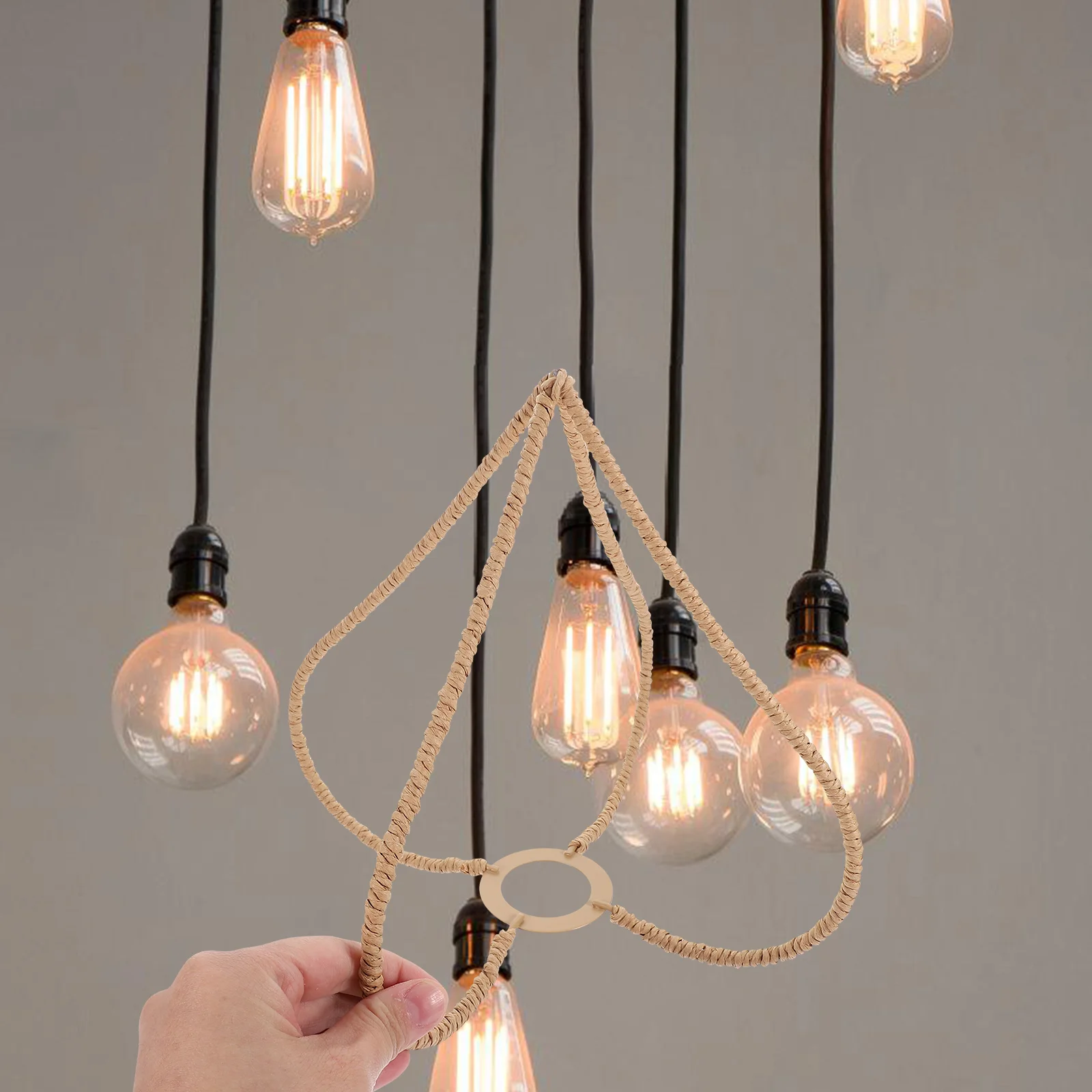 

2Pcs Woven Lampshades Rustic Hanging Lamp Shade Heart Design for Home Restaurant Ceiling Pendant Light Cover Chandelier Shades