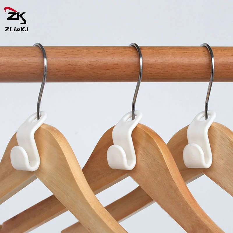 (ZYDD01) 50 قطعة/الوحدة شماعات ملابس بلاستيكية صغيرة السنانير توفير المساحة خزانة موصل هوك المتتالية شماعات موسع كليب #2