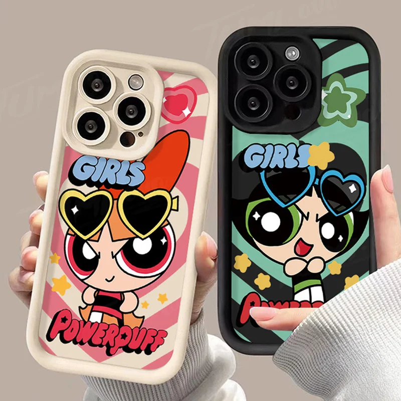 Cartoon Powerpuff Girls Case for Samsung Galaxy S24 Ultra S23 FE S22 S21 Plus FE A54 A34 A14 A73 A53 A33 5G Soft Silicone Cover