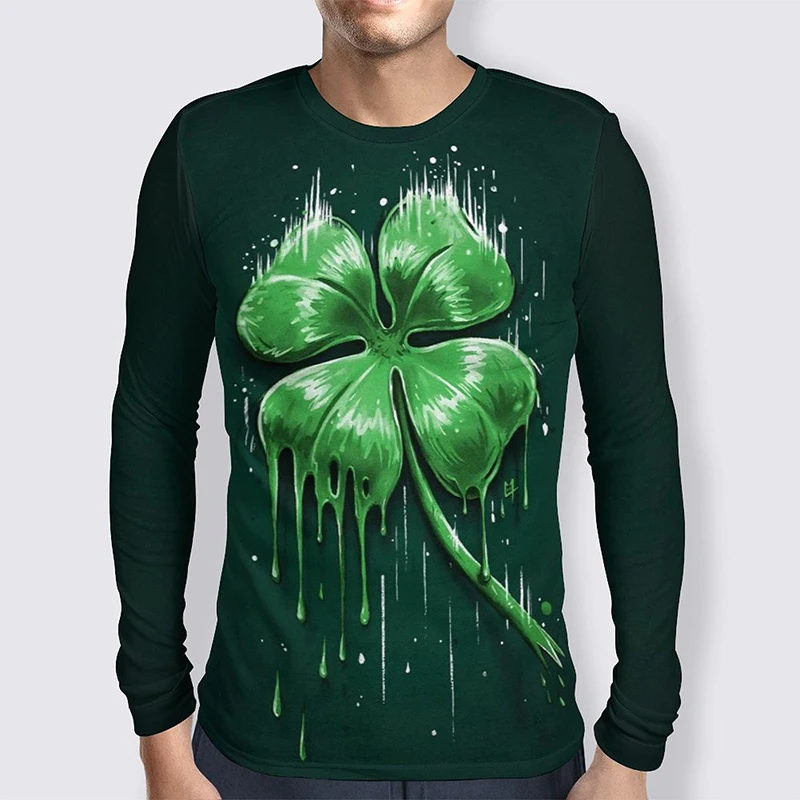 

Plant Lucky Grass Clovers 3D Printed Long Sleeve T Shirt Casual Fashion O Neck Tees Tops Fresh Comfortable Streetwear Tshirt Top