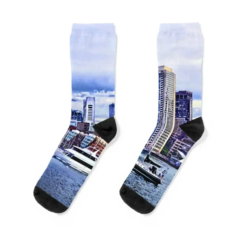 

Boston MA - Inner Harbor Near New England Aquarium Socks shoes Stockings colored Man Socks Women's