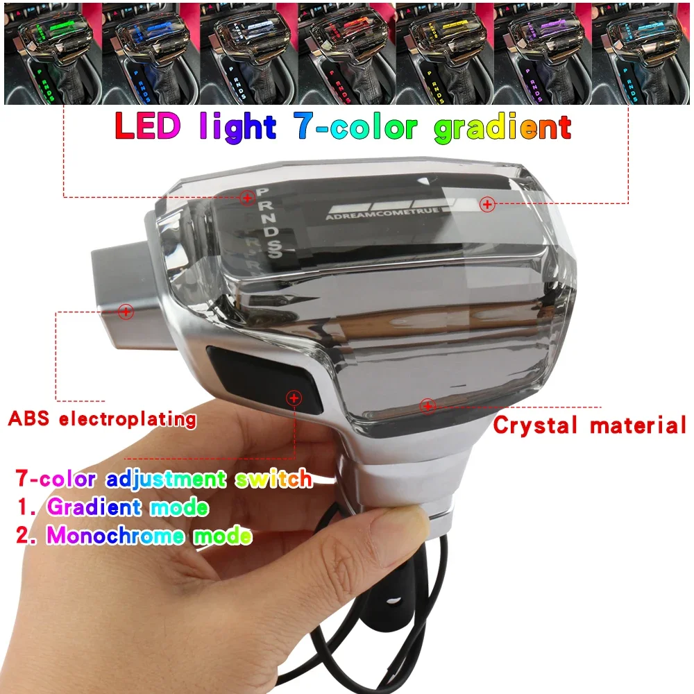 لفورد موستانج GT 2015-24 كريستال ملون مصباح ليد نمط تصميم ترقية الداخلية والعتاد التحول المقبض ذراع السرعة سيارة التلقائي