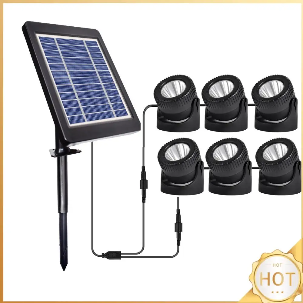 

RGB Underwater Solar Lights IP68 Waterproof Submersible LED Lights 6 Light Heads Landscape Spotlights for Garden Yard Porch