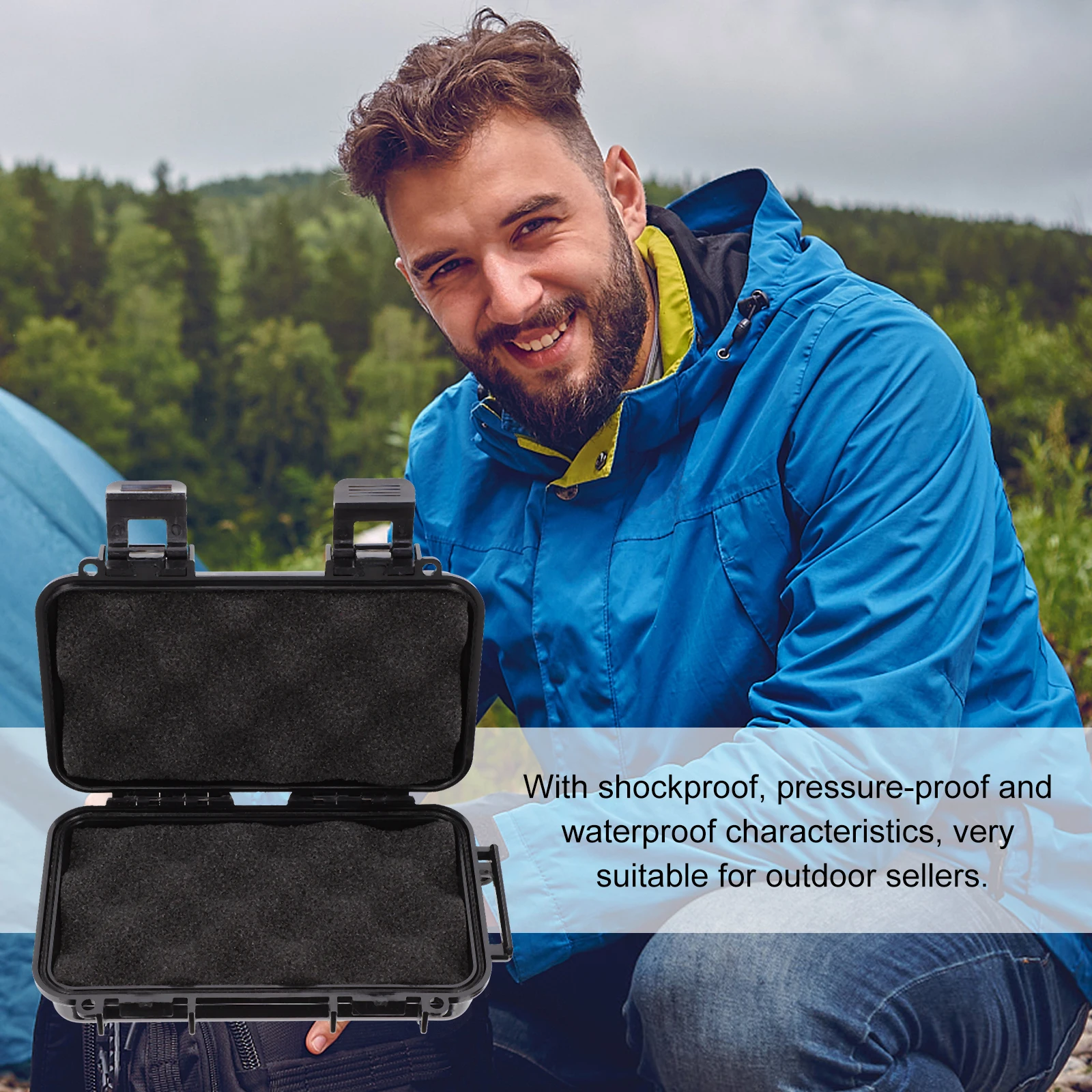 

1pc Waterproof Survival Storage Case Outdoor Shockproof Sealed Box Lightweight Pressure Resistant Abs Container For Fishing