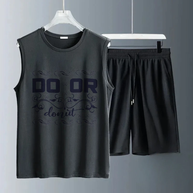 بدلة صدرية رجالية صيفية بدون أكمام مطبوعة قطع علوية بدون أكمام + شورت بدلة رياضية ملابس شتوية بدلة رياضية للرجال سريعة الجفاف