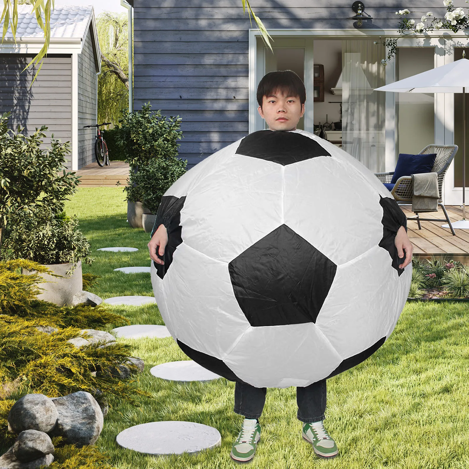 

Надувной костюм футбольного мяча для чирлидинга: забавный тематический наряд для Хэллоуина, косплея и командных мероприятий