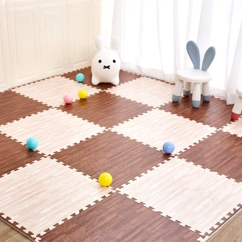 Wood Grain Floor Mats Foam Interlocking Mats Each Tile 1 Square Foot Thick Flooring Wood Mat Tiles Home Office Playroom Basement